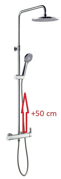 Eco produkty Prodloužení tyče sprchového kompletu o 50 cm - trubka 2,2 cm, závity 3/4" x 3/4" - Obrázek 2