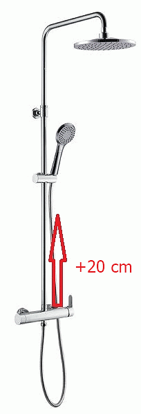 Eco produkty Prodloužení tyče sprchového kompletu o 20 cm - trubka 2,2 cm, závity 3/4" x 3/4" - Obrázek 2