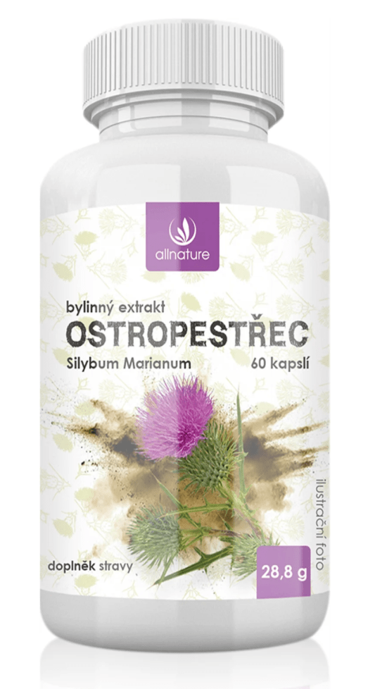 Allnature Ostropestřec Bylinný extrakt 60 kapslí Allnature Ostropestřec Bylinný extrakt 60 kapslí