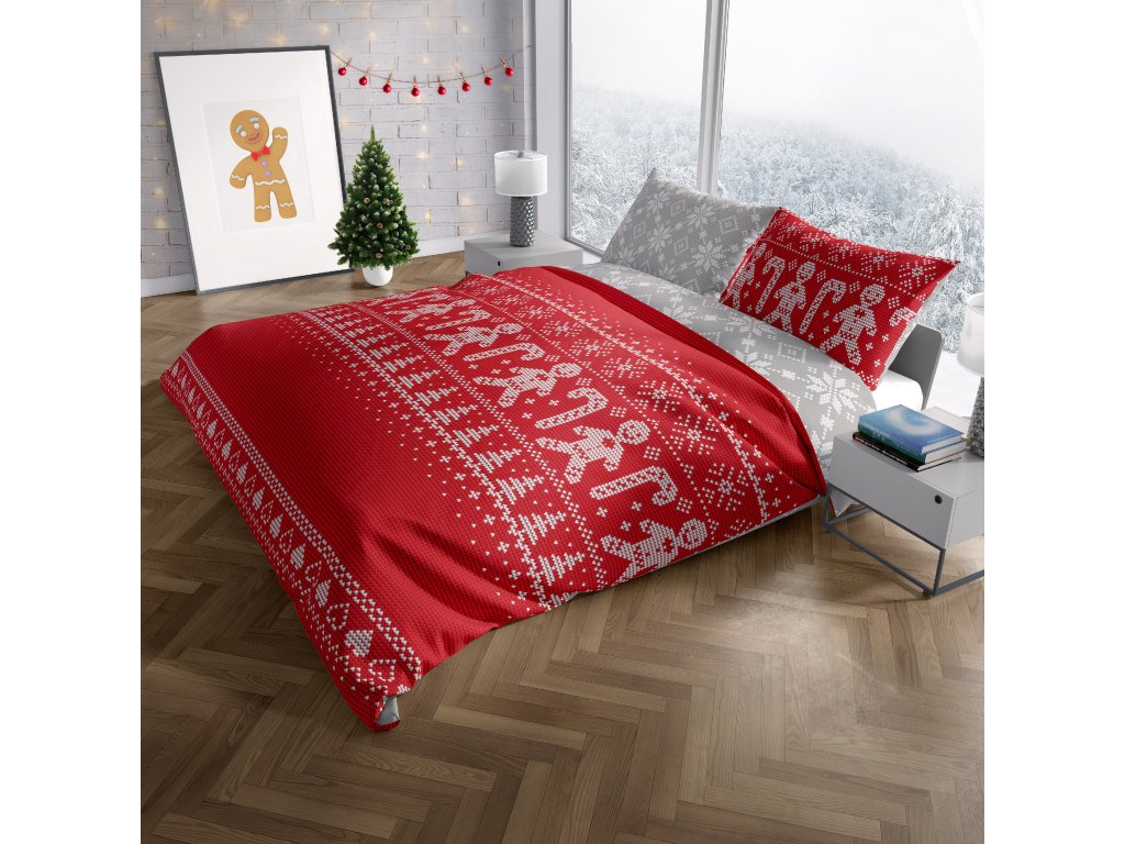 FARO Vánoční bavlněné povlečení 140×200 + 70×90 cm – Vánoční perníček FARO Vánoční bavlněné povlečení 140×200 + 70×90 cm – Vánoční perníček