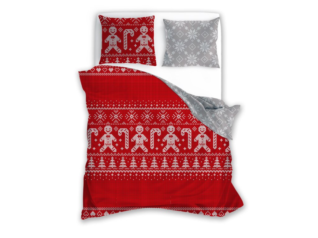 FARO Vánoční bavlněné povlečení 140x200 + 70x90 cm - Vánoční perníček - Obrázek 2