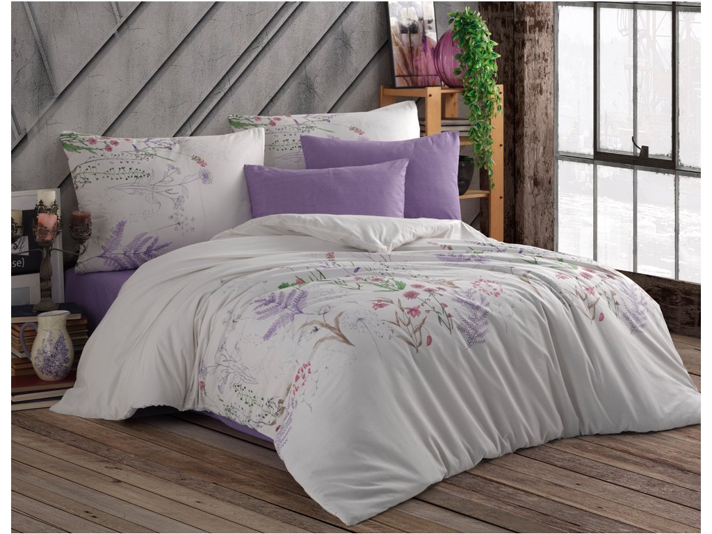 TipTrade Bavlněné povlečení 140x200 + 70x90 cm - Liva Fialkové - Obrázek 2