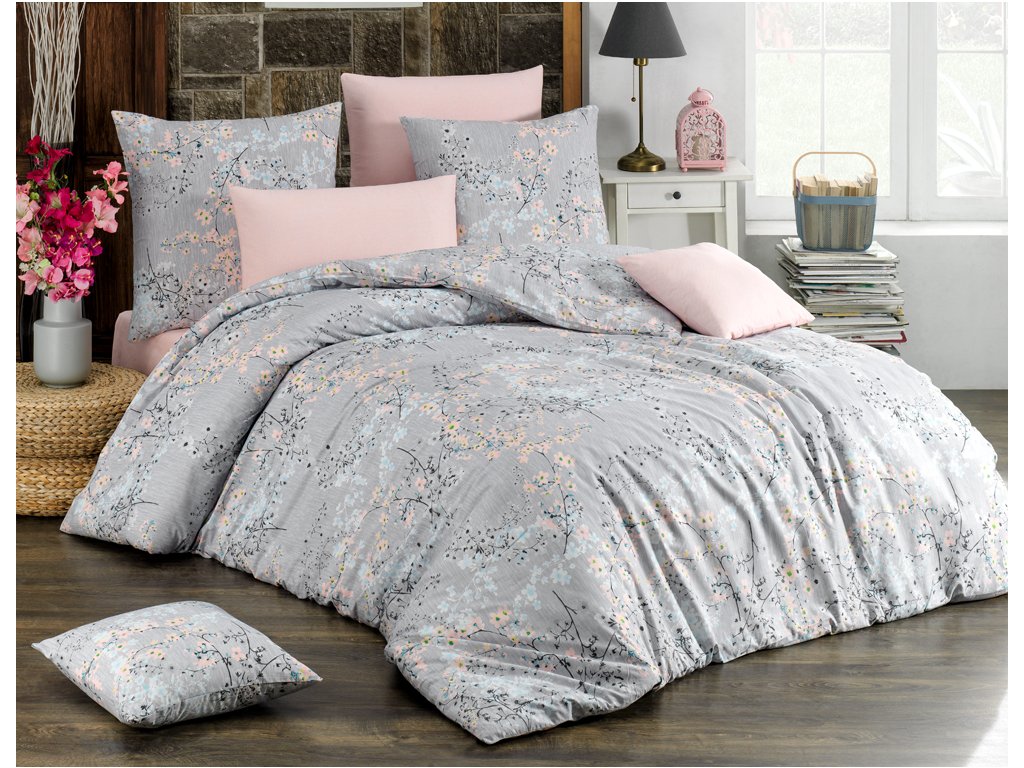 TipTrade Bavlněné povlečení 140×200 + 70×90 cm – Firuze šedá TipTrade Bavlněné povlečení 140×200 + 70×90 cm – Firuze šedá