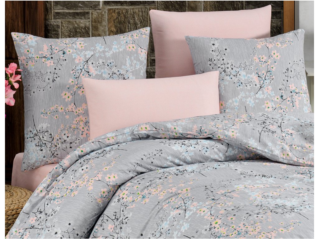 TipTrade Bavlněné povlečení 140x200 + 70x90 cm - Firuze šedá - Obrázek 2