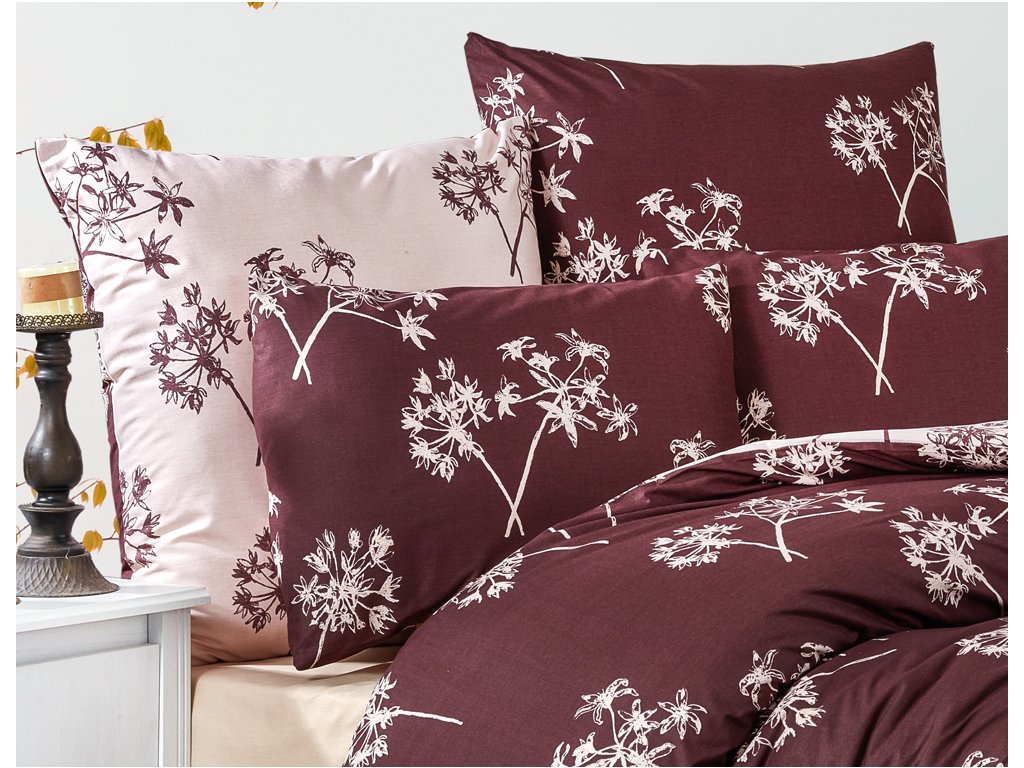 TipTrade Bavlněné povlečení 140x200 + 70x90 cm - Idil Burgundy - Obrázek 2