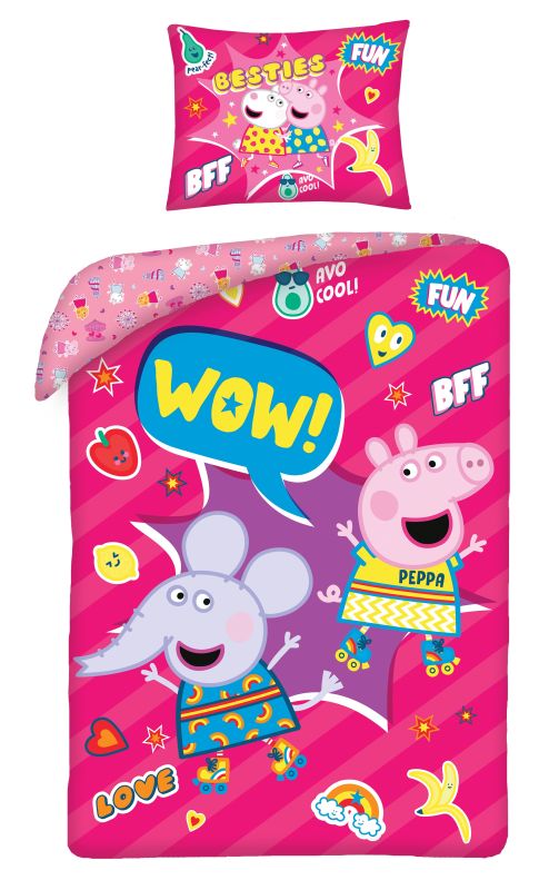 Halantex Bavlněné povlečení 140×200 + 70×90 cm – Prasátko Peppa Pig wow + VAK Halantex Bavlněné povlečení 140×200 + 70×90 cm – Prasátko Peppa Pig wow + VAK