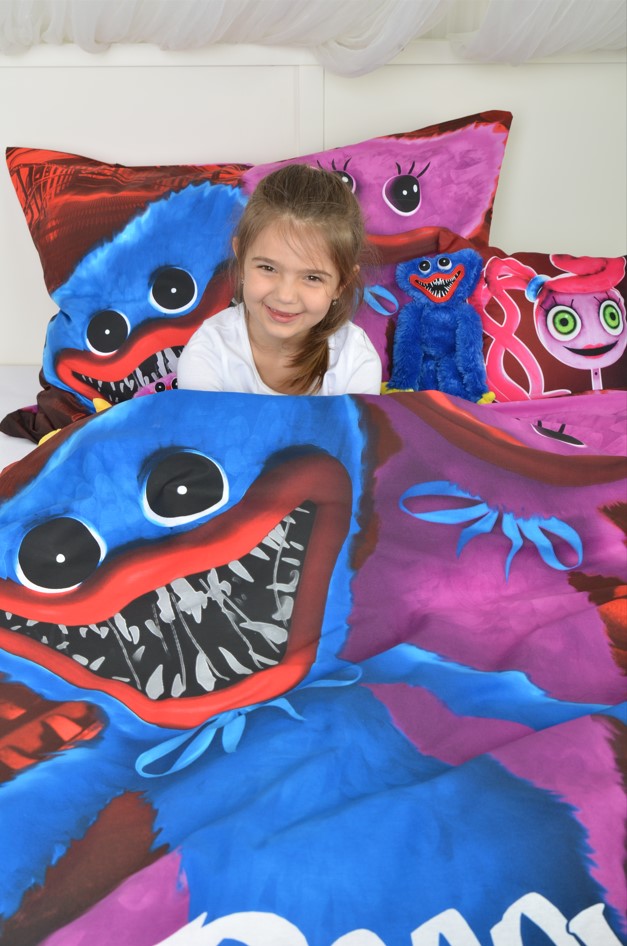Halantex Bavlněné povlečení 140x200 + 70x90 cm - Poppy Playtime - Huggy Wuggy a Kissy Missy - Obrázek 2