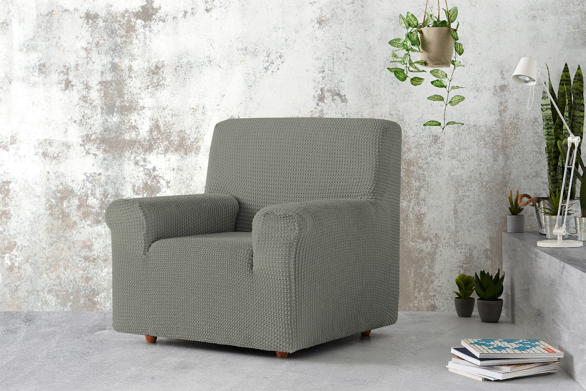 PovlečemeVás Napínací potah na křeslo – světle šedý PovlečemeVás Napínací potah na křeslo – světle šedý