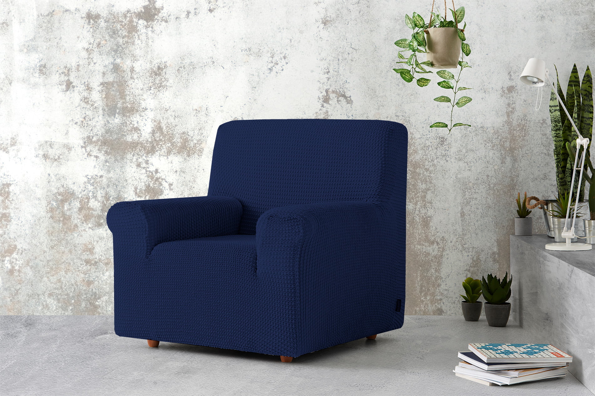 PovlečemeVás Napínací potah na křeslo – modrý PovlečemeVás Napínací potah na křeslo – modrý