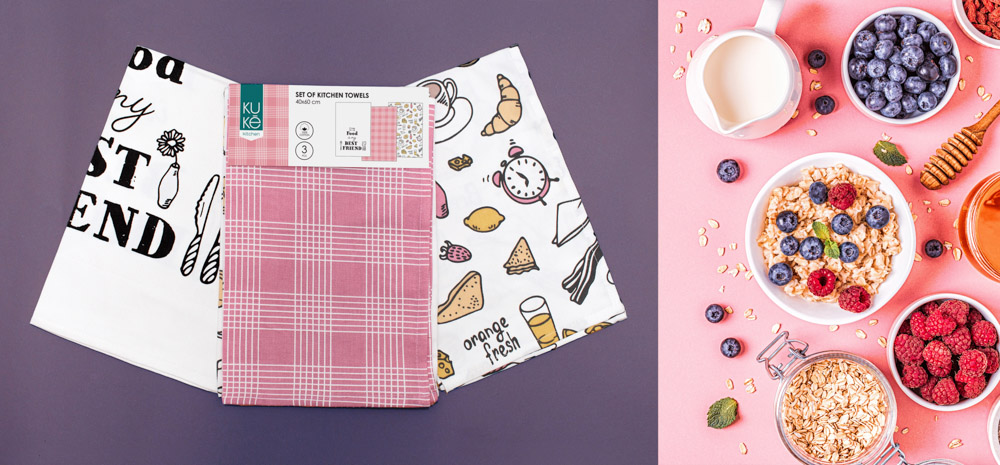 FARO Sada utěrek 3 ks 40x60 cm - Dieta růžové - Obrázek 2