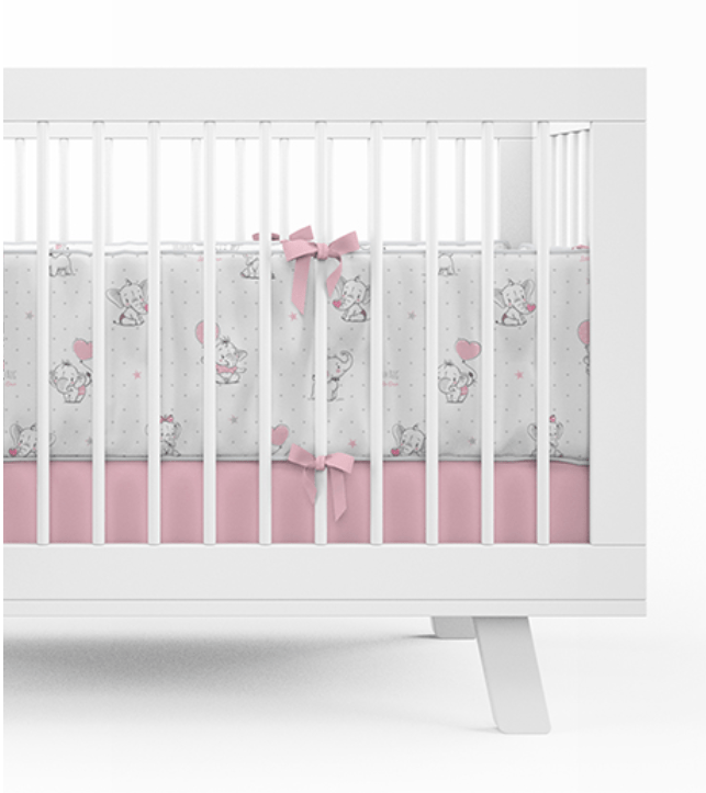 Detexpol Mantinel do postýlky 30x180cm – sloník – šedá, růžová Detexpol Mantinel do postýlky 30x180cm – sloník – šedá, růžová