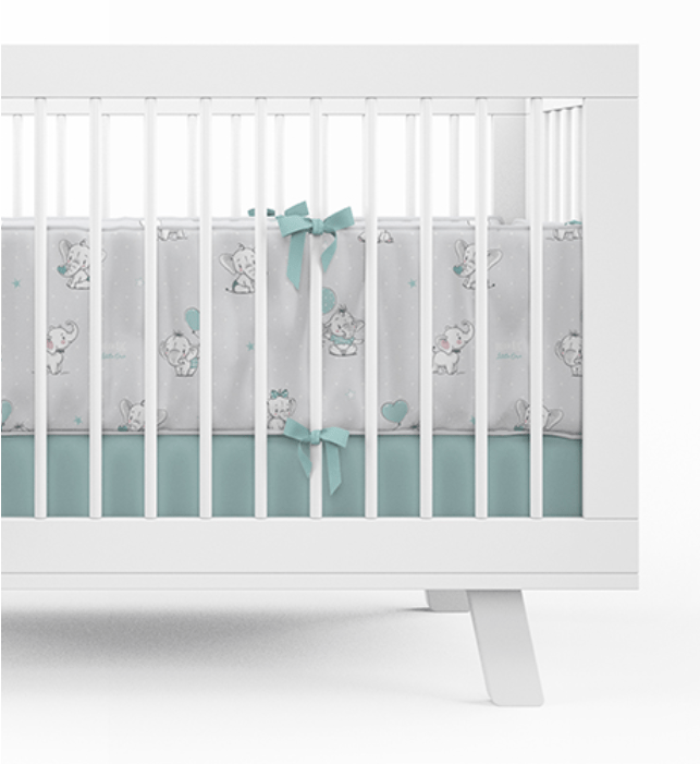 Detexpol Mantinel do postýlky 30x180cm – Sloník – šedá, tyrkysová Detexpol Mantinel do postýlky 30x180cm – Sloník – šedá, tyrkysová