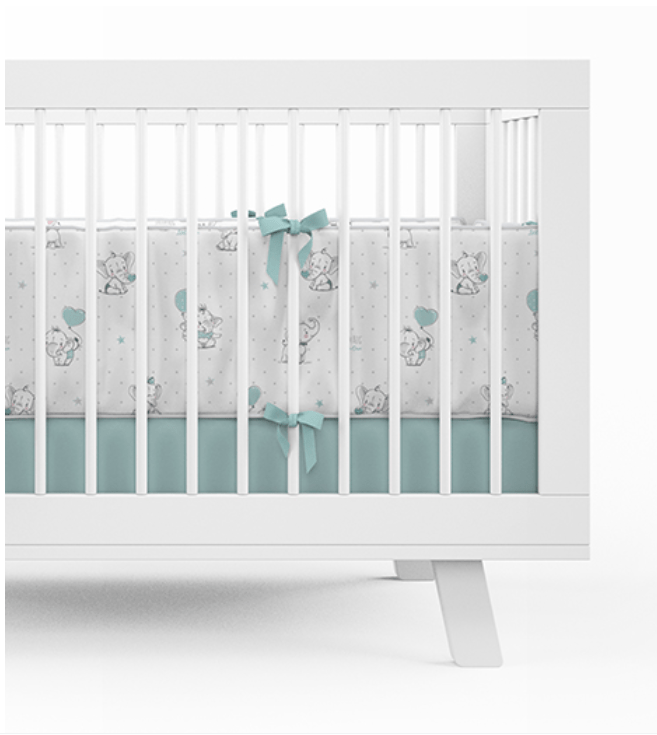 Detexpol Mantinel do postýlky 30x180cm - Sloník - šedá, tyrkysová - Obrázek 2