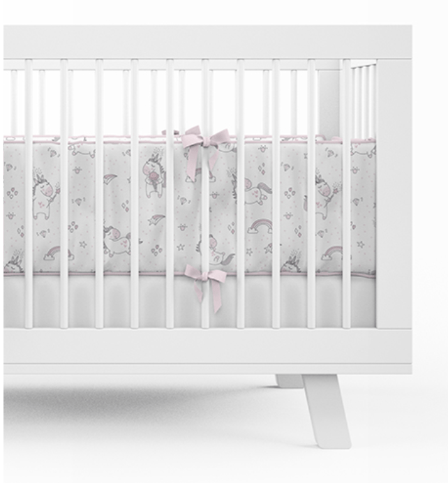 Detexpol Mantinel do postýlky 30x180cm - jednorožec - růžová, šedá - Obrázek 2