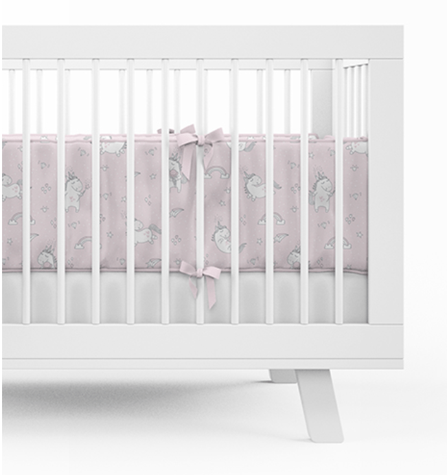 Detexpol Mantinel do postýlky 30x180cm – jednorožec – růžová, šedá Detexpol Mantinel do postýlky 30x180cm – jednorožec – růžová, šedá