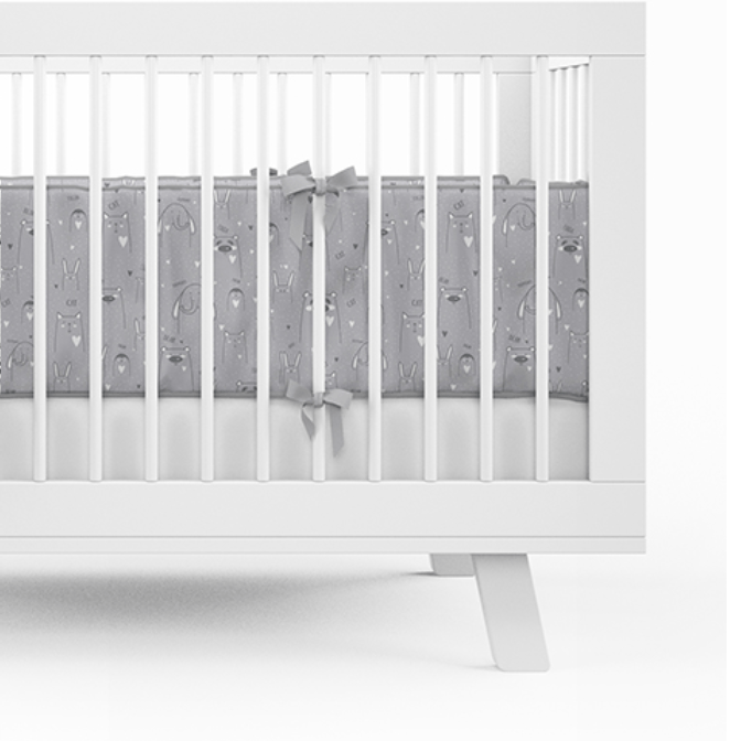 Detexpol Mantinel do postýlky 30x180cm – zvířátka – šedá Detexpol Mantinel do postýlky 30x180cm – zvířátka – šedá