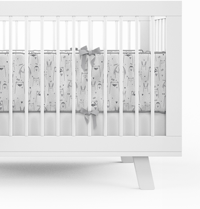 Detexpol Mantinel do postýlky 30x180cm - zvířátka - šedá - Obrázek 2