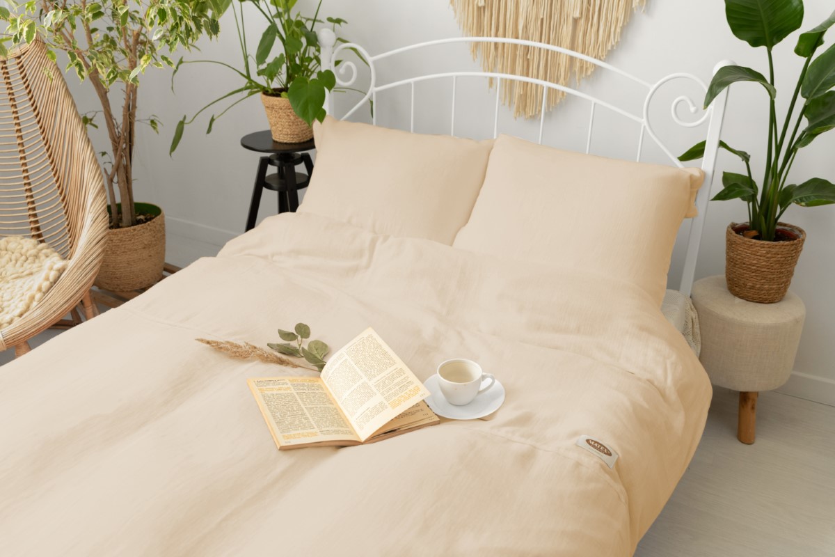 Matex Mušelínové povlečení 140×200 + 70×90 cm – Béžová Matex Mušelínové povlečení 140×200 + 70×90 cm – Béžová