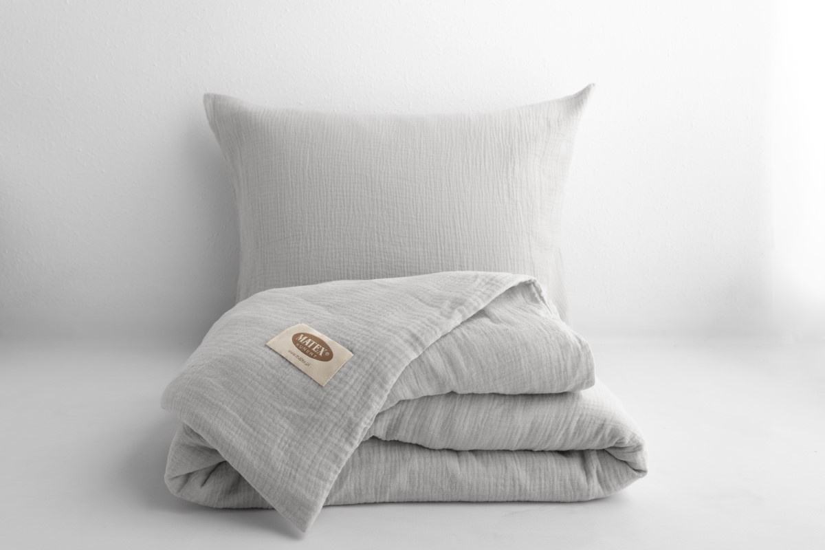 Matex Mušelínové povlečení 140x200 + 70x90 cm - Světle šedá - Obrázek 2