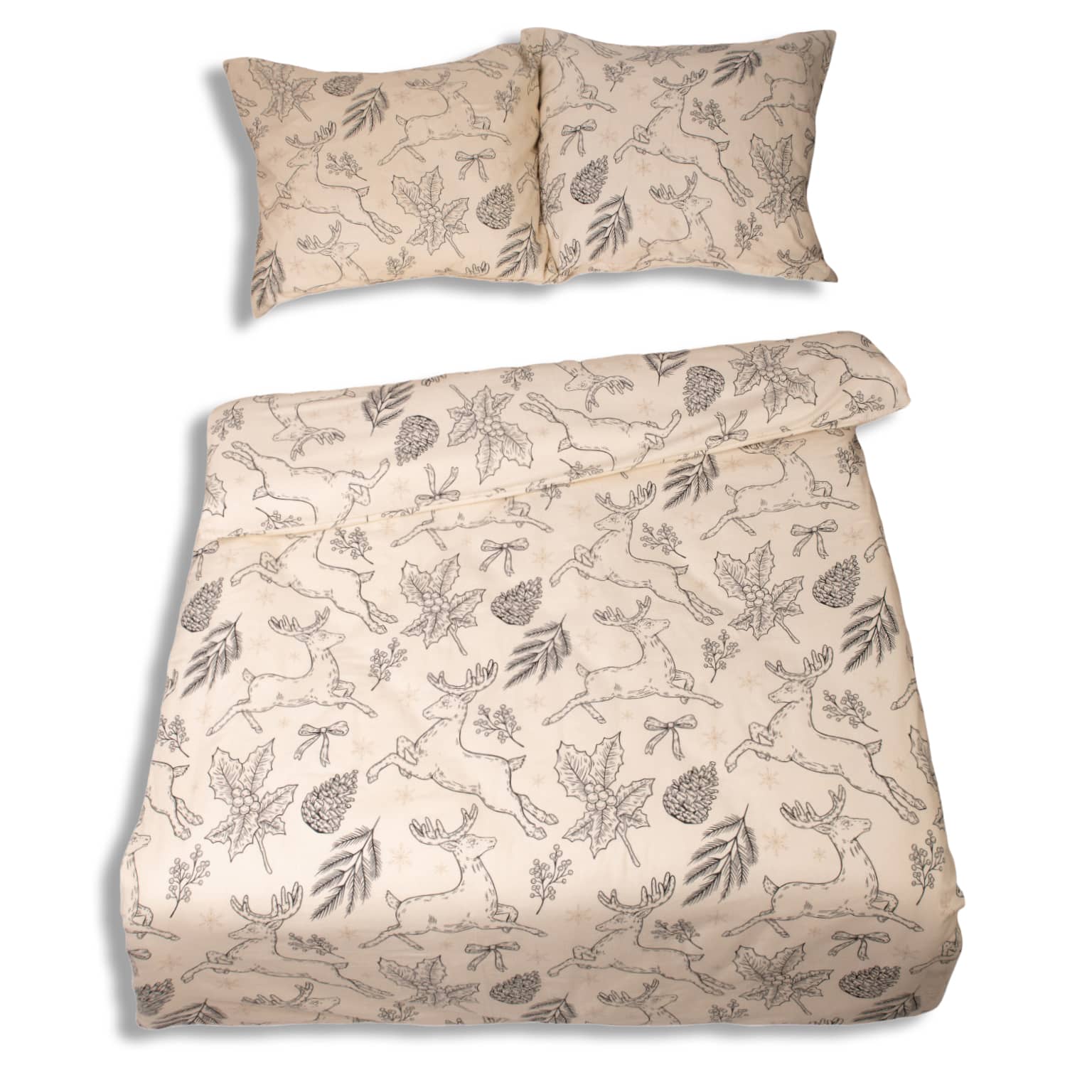 Matex Flanelové povlečení 140x200 + 70x90 cm - Tradiční Vánoce béžové - Obrázek 2