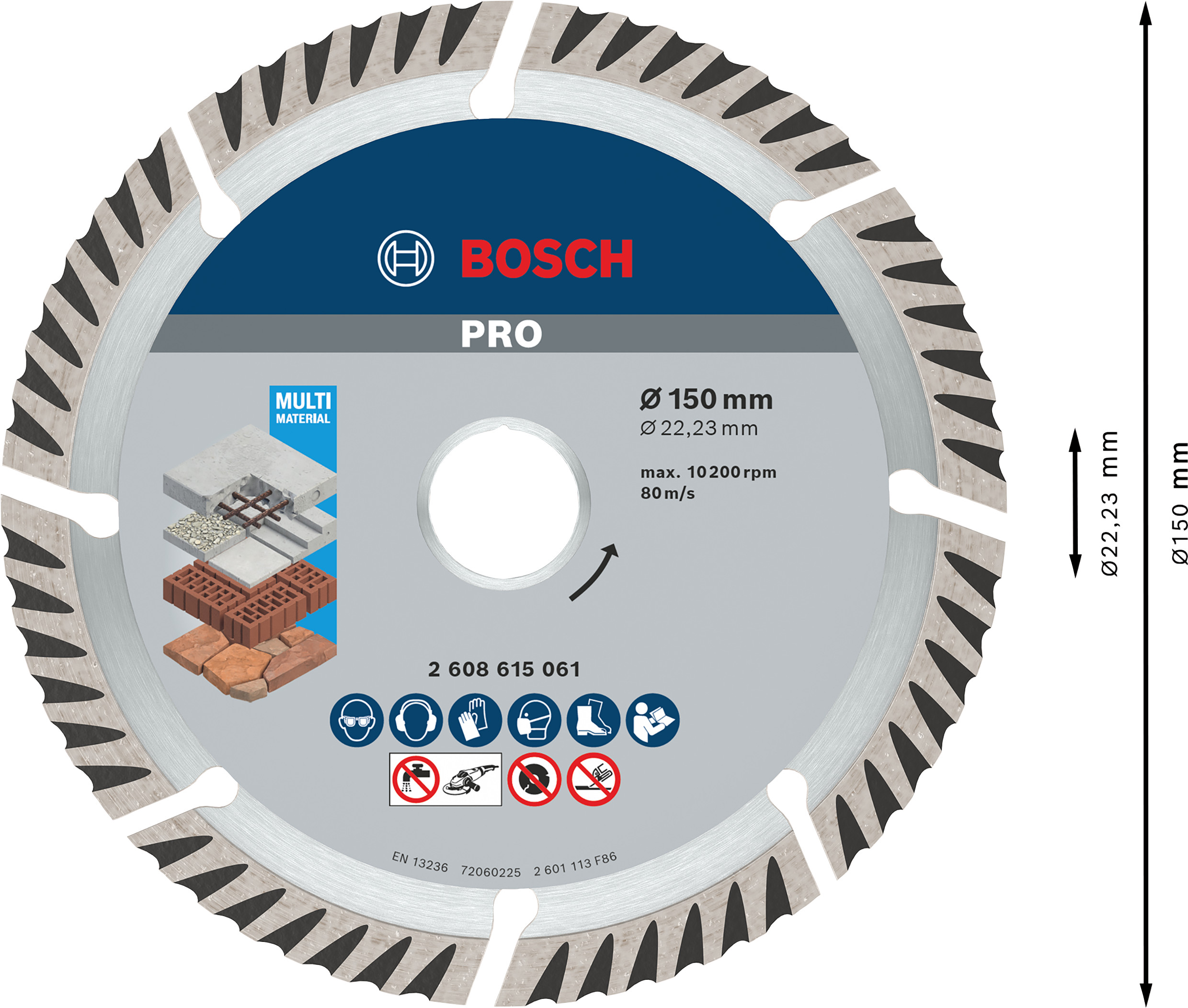 Diamantový segmentový řezný kotouč Bosch Standard for universal ø 150x22,23 mm - Obrázek 2