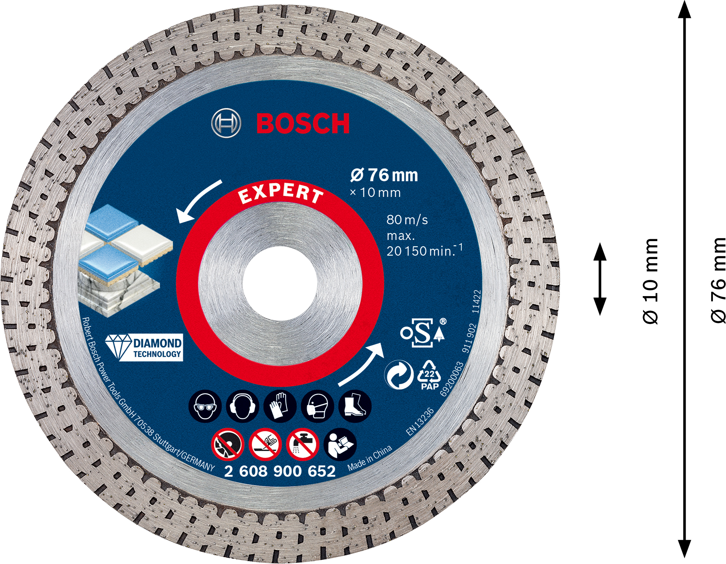 Diamantový řezný kotouč Bosch EXPERT HardCeramic 76 mm - Obrázek 2