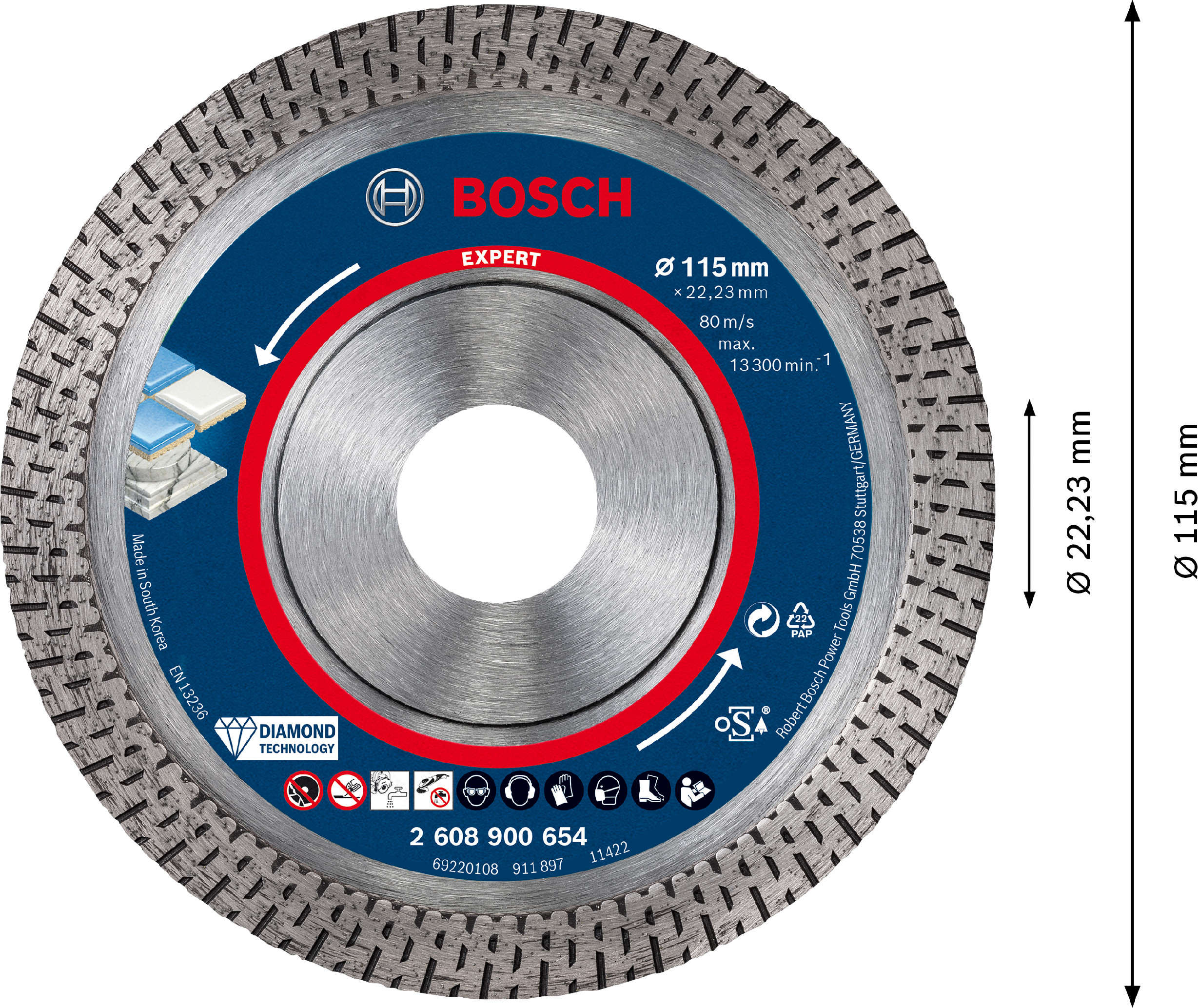Diamantový řezný kotouč Bosch EXPERT HardCeramic 115 mm - Obrázek 2
