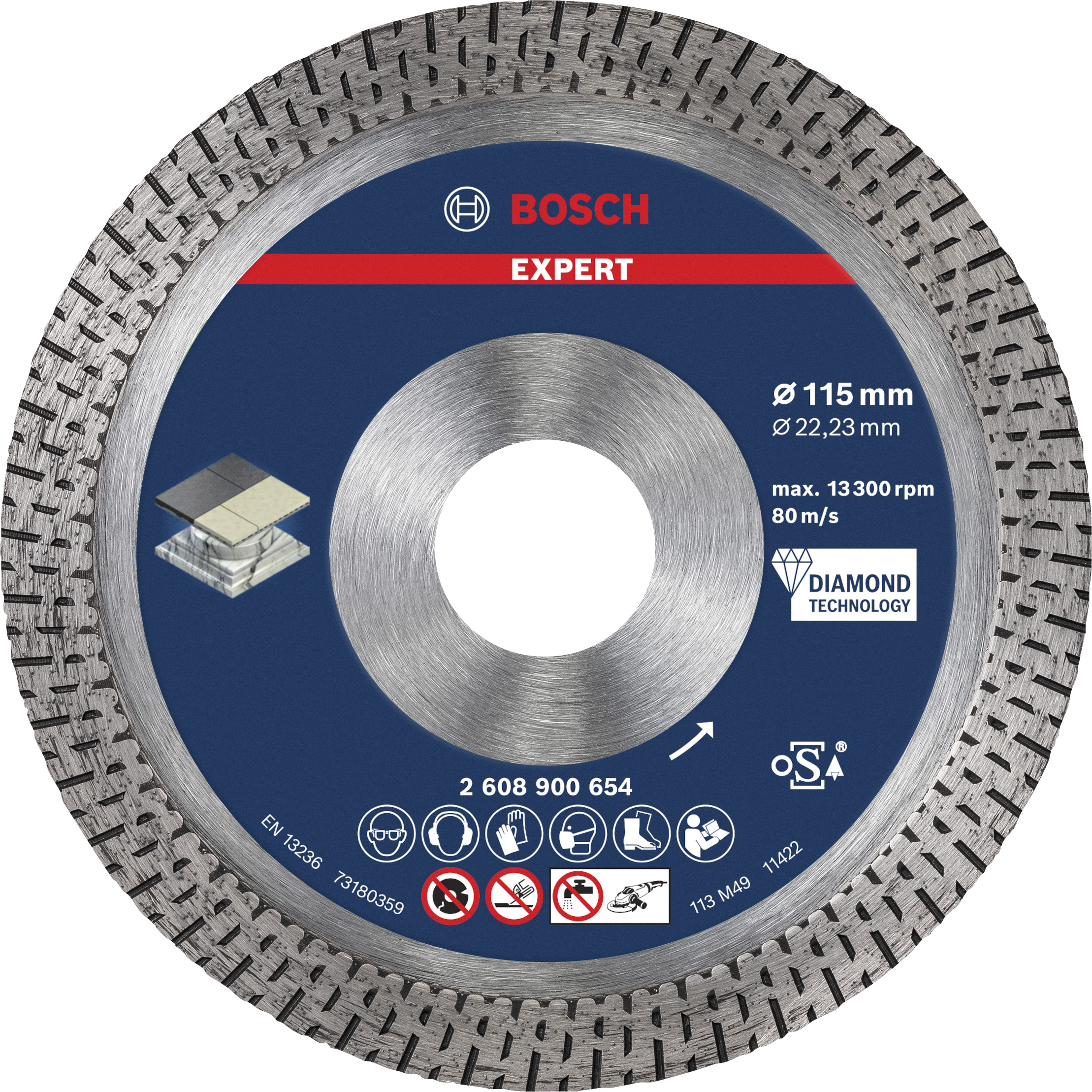 Diamantový řezný kotouč Bosch EXPERT HardCeramic 115 mm Diamantový řezný kotouč Bosch EXPERT HardCeramic 115 mm