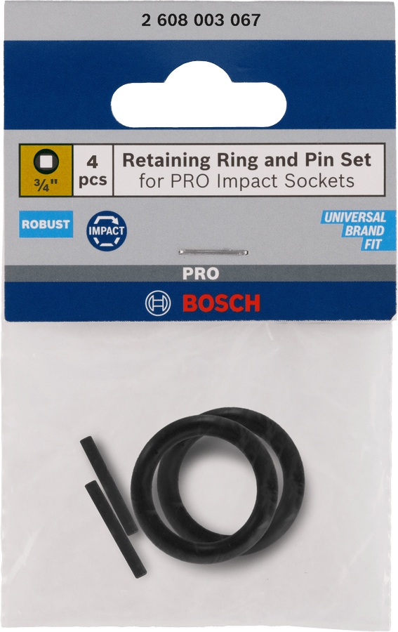 Pojistný kroužek a dřík Bosch PRO 3/4" 4ks Pojistný kroužek a dřík Bosch PRO 3/4" 4ks