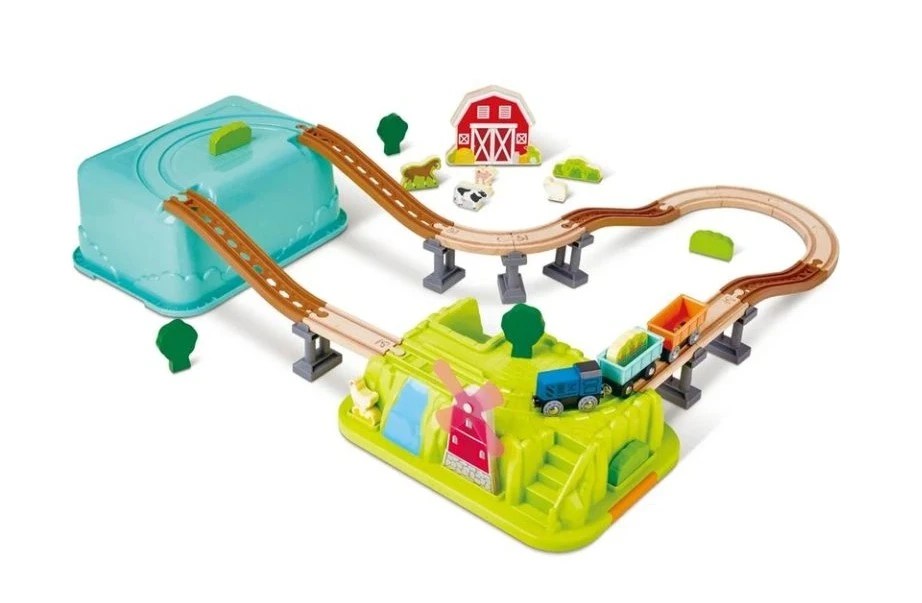 Vláčkodráha Hape – V úložném boxu, Farma, 40 dílů Vláčkodráha Hape – V úložném boxu, Farma, 40 dílů