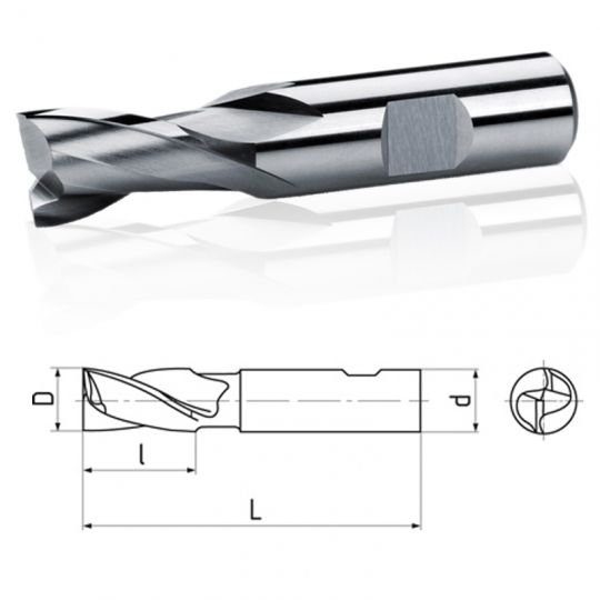 Fréza 02x04mm pro drážky per krátká, nesouměrná HSS Co8 220418 Fréza 02x04mm pro drážky per krátká, nesouměrná HSS Co8 220418