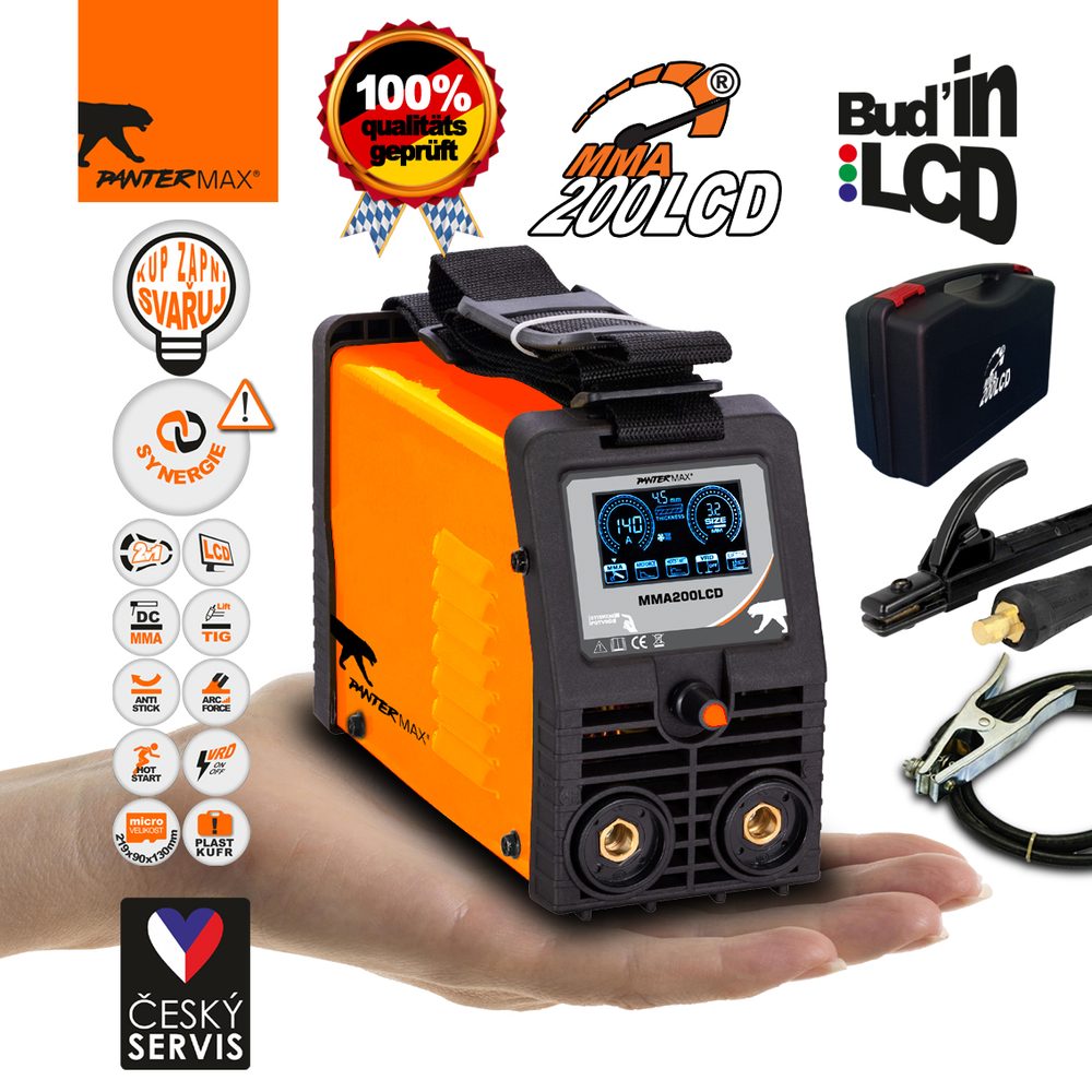 Elektrická inventorová svářečka PANTERMAX MMA200LCD MMA/TIG SET 4 Elektrická inventorová svářečka PANTERMAX MMA200LCD MMA/TIG SET 4