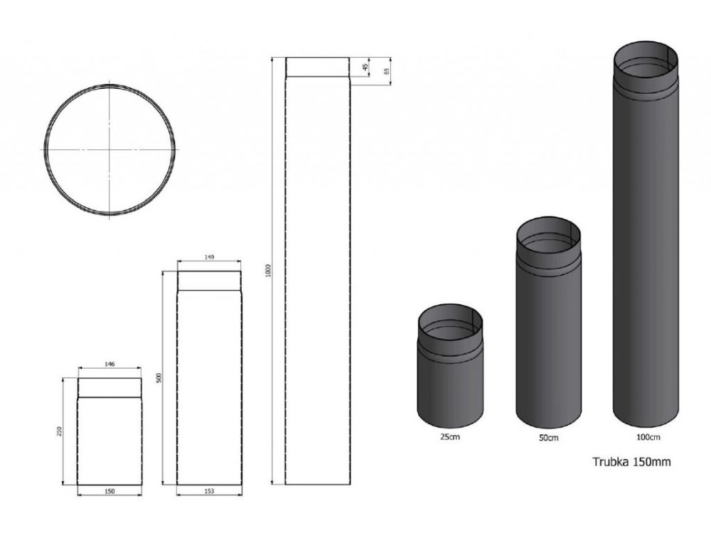 Sada kouřovodů HOMELUX 150 mm, SET 150-01 - Obrázek 2