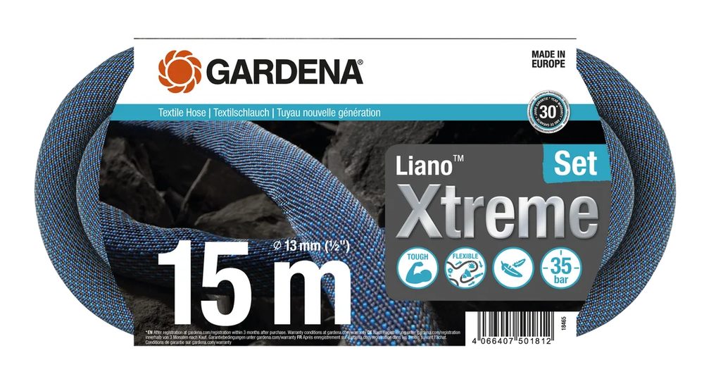 Zahradní textilní hadice Gardena Liano™ Xtreme 1/2″ 15 m 18465-20 Zahradní textilní hadice Gardena Liano™ Xtreme 1/2″ 15 m 18465-20