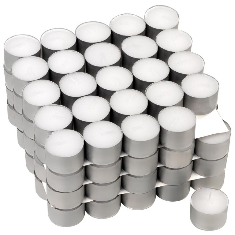 Bílé čajové svíčky, bez parfémů, bílé 100 ks, 8 hodin hoření Bílé čajové svíčky, bez parfémů, bílé 100 ks, 8 hodin hoření