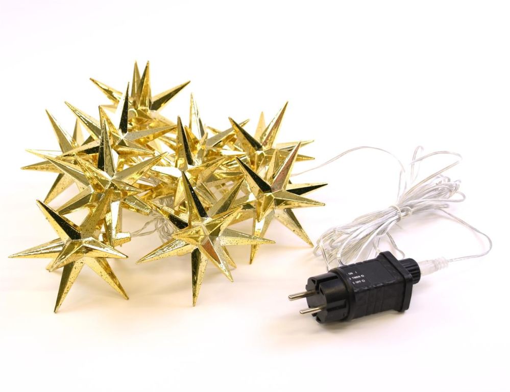 Světelný LED řetěz,10 LED, hvězdy, 12 cm, teple bílá Světelný LED řetěz,10 LED, hvězdy, 12 cm, teple bílá