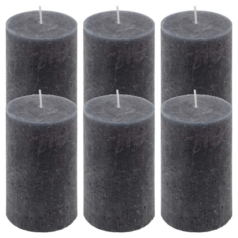 Antracit parafínová svíčka rustikální 11,5 cm, 40h sada 6 ks Antracit parafínová svíčka rustikální 11,5 cm, 40h sada 6 ks