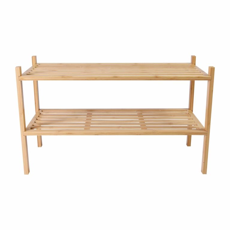 Bambusový regál, 2 police, botník, 68 x 29 x 40 cm - Obrázek 2