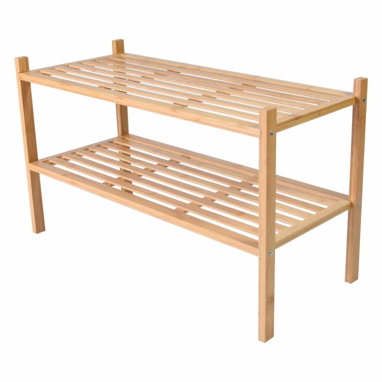 Bambusový regál, 2 police, botník, 68 x 29 x 40 cm Bambusový regál, 2 police, botník, 68 x 29 x 40 cm