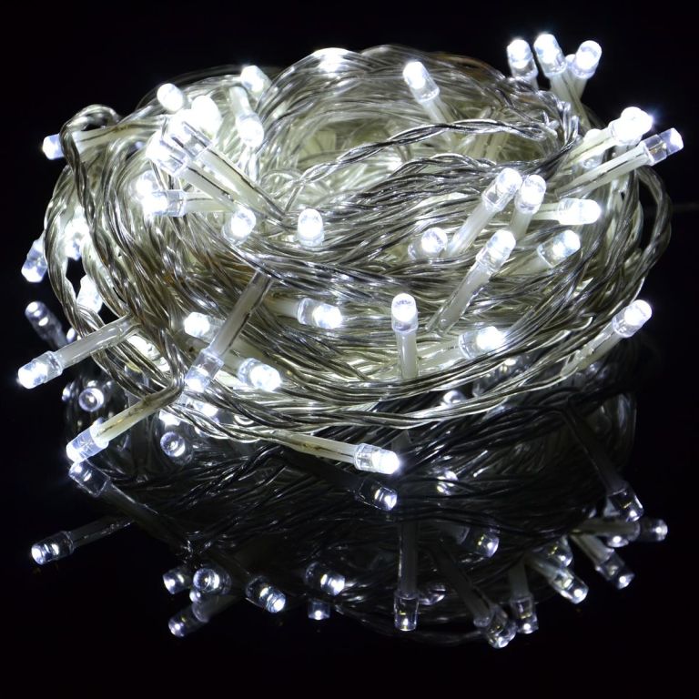 Sada vánočních LED řetězů s časovačem, 100 LED, studená bílá - Obrázek 2