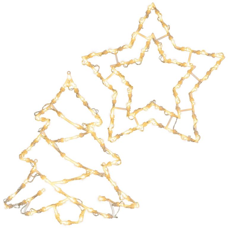 Vánoční LED dekorace, hvězda, stromek, teple bílá, 2×50 LED Vánoční LED dekorace, hvězda, stromek, teple bílá, 2×50 LED