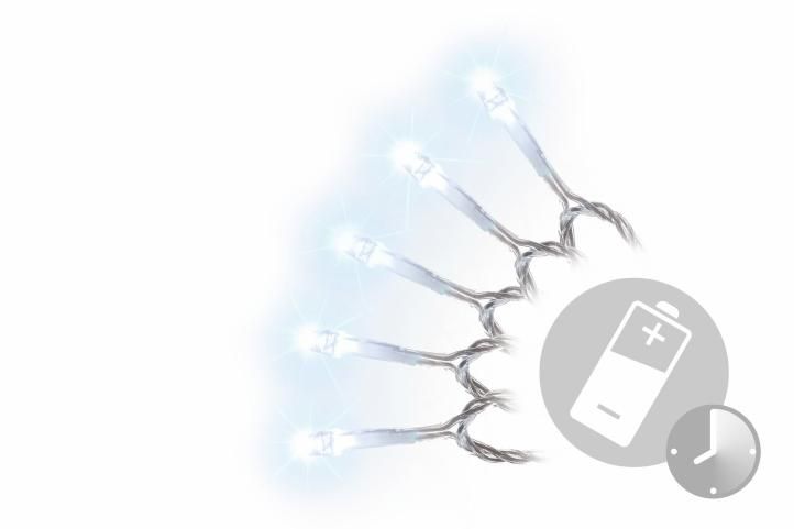 Vánoční LED osvětlení 10 m s časovým spínačem – studeně bílé, 100 diod OEM Vánoční LED osvětlení 10 m s časovým spínačem – studeně bílé, 100 diod OEM