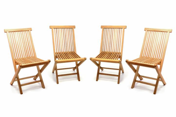 Divero 57023 Sada 4 kusů – zahradní skládací židle – týkové dřevo Divero 57023 Sada 4 kusů – zahradní skládací židle – týkové dřevo
