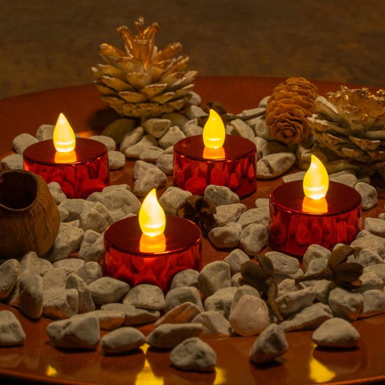 Nexos 75652 Dekorativní sada 4 LED čajových svíček na baterie, červené - Obrázek 2