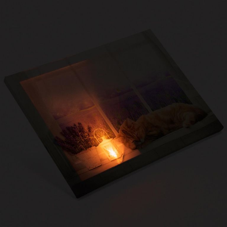 86701 Nástěnná malba kočka na okně, 1 LED, 30 x 40 cm - Obrázek 2