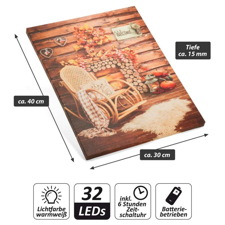 86702 Nástěnná malba houpací křeslo, 2 LED, 30 x 40 cm - Obrázek 2