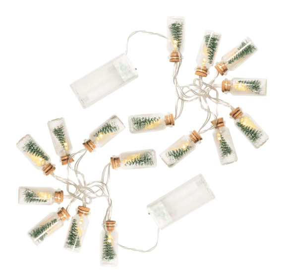 Sada Vánoční dekorace 8 LED, skleničky se stromky 2 řetězy Sada Vánoční dekorace 8 LED, skleničky se stromky 2 řetězy