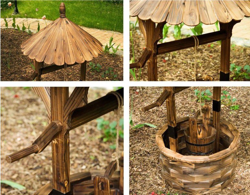 Zahradní dekorace - dřevěná studna - Obrázek 2