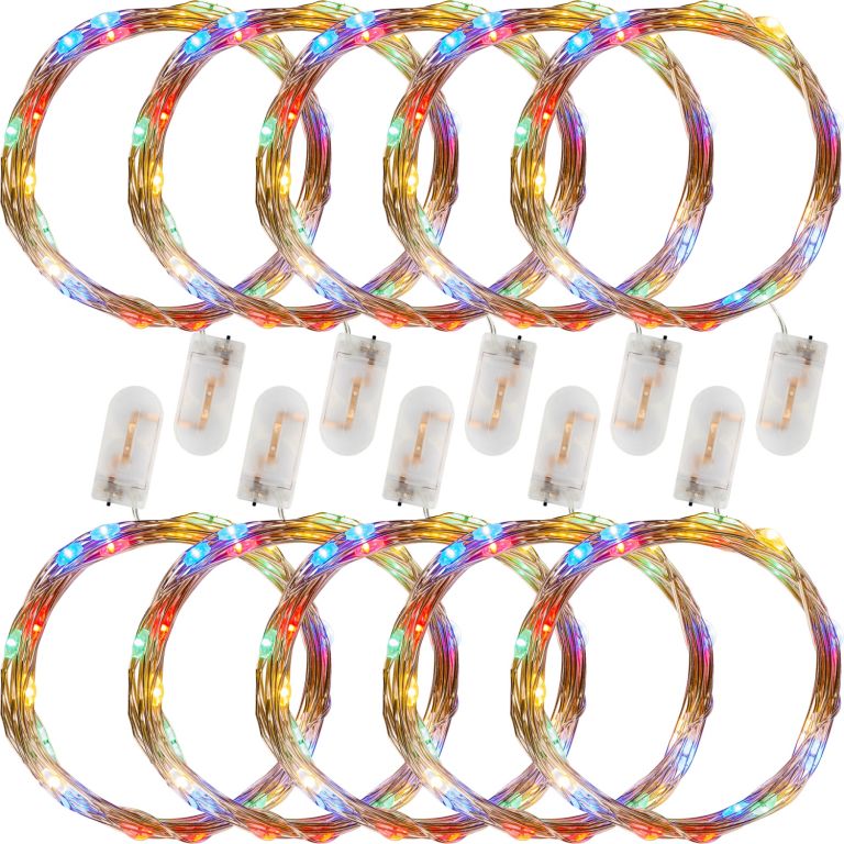 VOLTRONIC 10 ks 25 LED světelných řetězů, barevné, baterie VOLTRONIC 10 ks 25 LED světelných řetězů, barevné, baterie