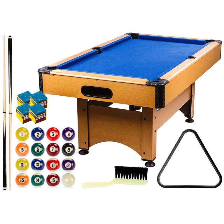 GamesPlanet Kulečníkový stůl 6 ft, světlý/modrý s vybavením GamesPlanet Kulečníkový stůl 6 ft, světlý/modrý s vybavením